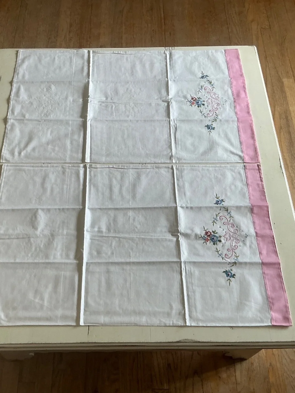 8 Vintage 100% Cotton White Floral Embroidered pillowcases